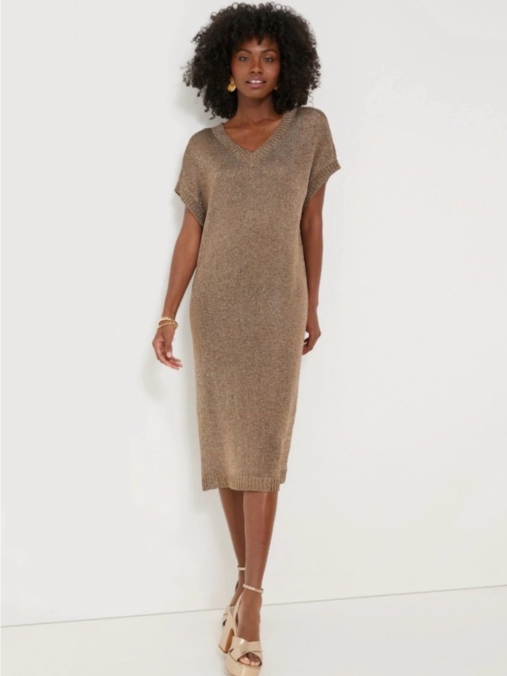 Tuckernuck Brown V-Neck Knit Midi Dress - Picture 2 of 9